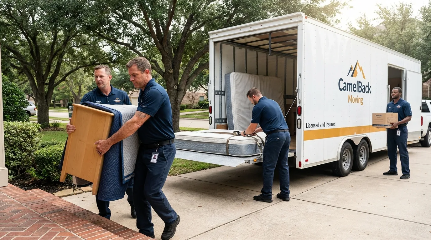 Crew loading residential truck for cross-state move from Bunnell, FL
